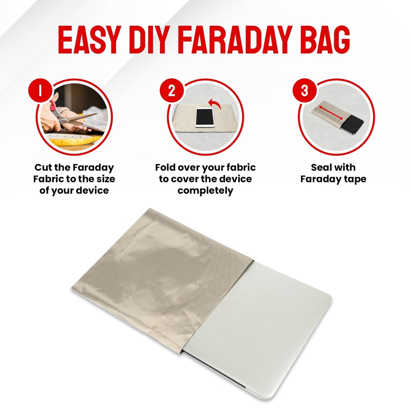 Faraday Fabric (44" x 36") — RF, EMI, & RFID Shielding for 99% EMF Protection