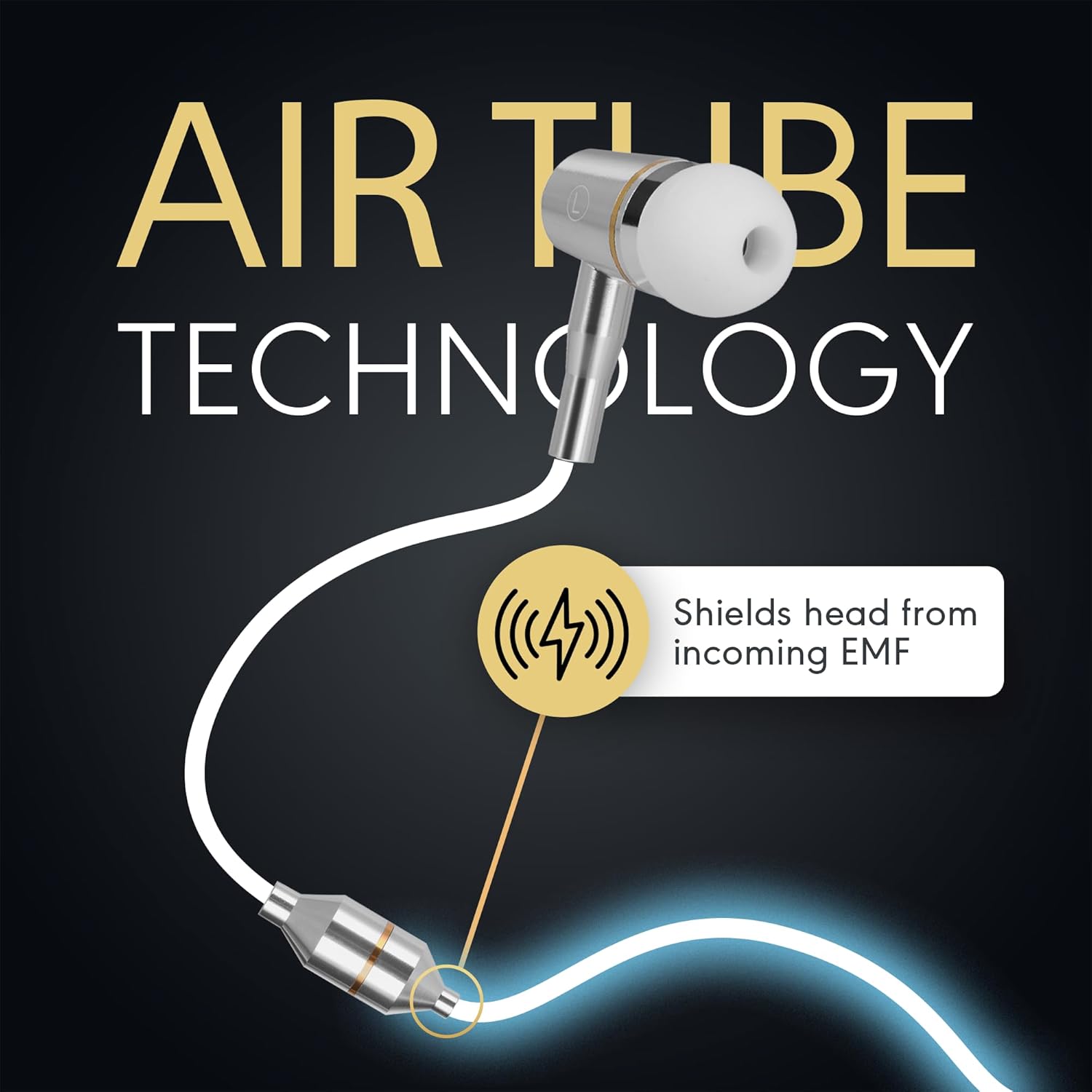 Anti-Radiation Air Tube Headphones with Carry Case — 99% EMF Reduction