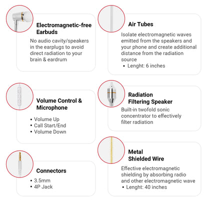 Anti-Radiation Air Tube Headphones (3.5mm) — 99% EMF Reduction