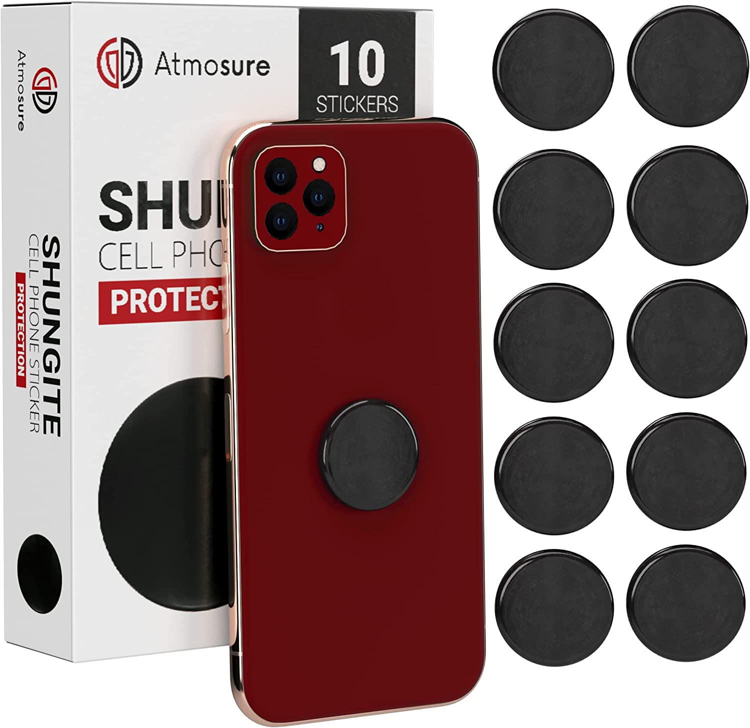 Shungite Cell Phone Stickers For EMF Protection (10-Pack)