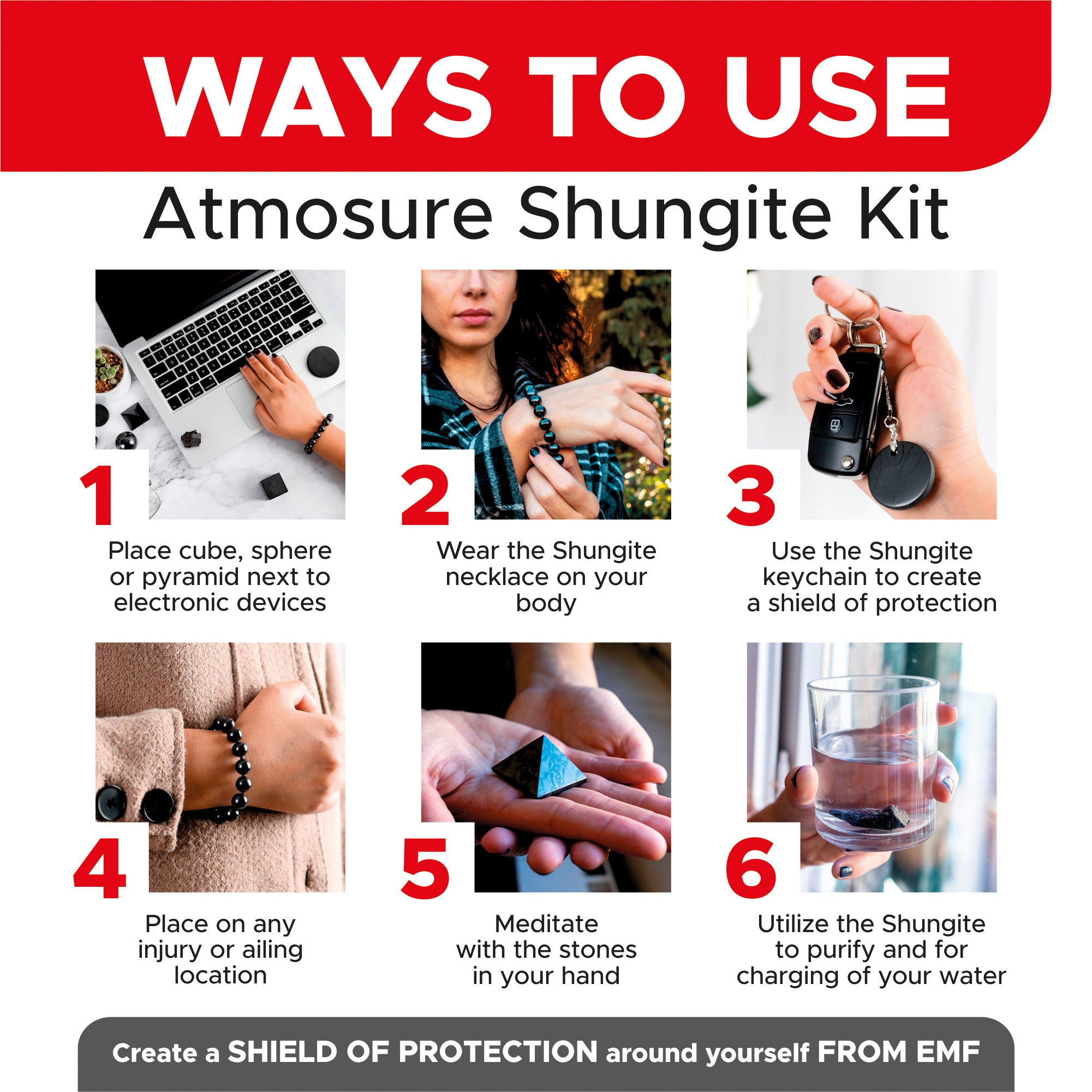 Pure Shungite Kit for EMF Protection (7-Piece Set)
